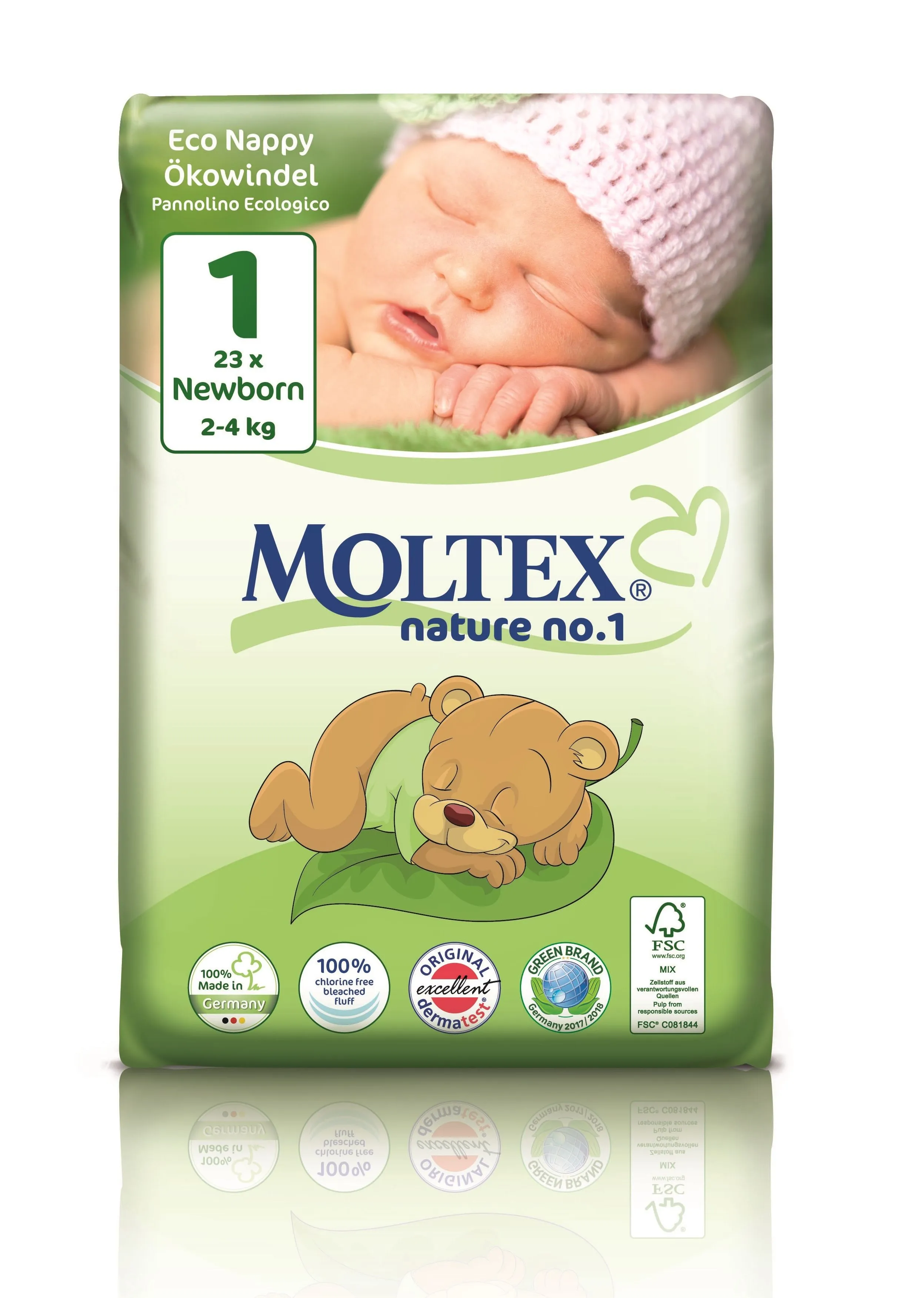 Moltex nature no.1 Newborn 2-4 kg dětské plenky 23 ks