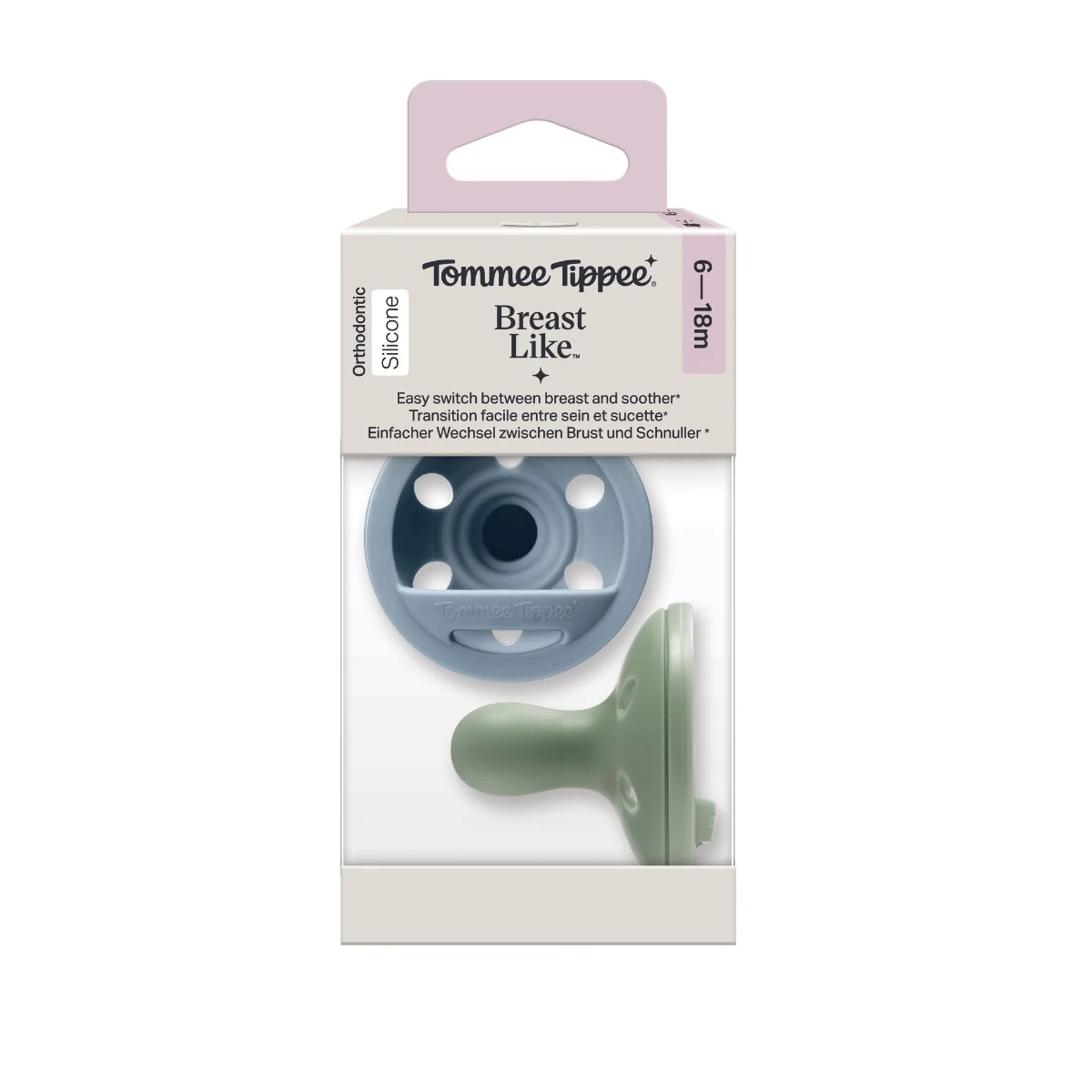 Tommee Tippee Breast-like silikonový dudlík 6-18m, Boy 2 ks modrá