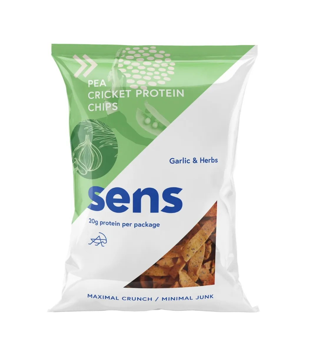 SENS Cvrččí Protein chipsy Česnek & Bylinky 80 g