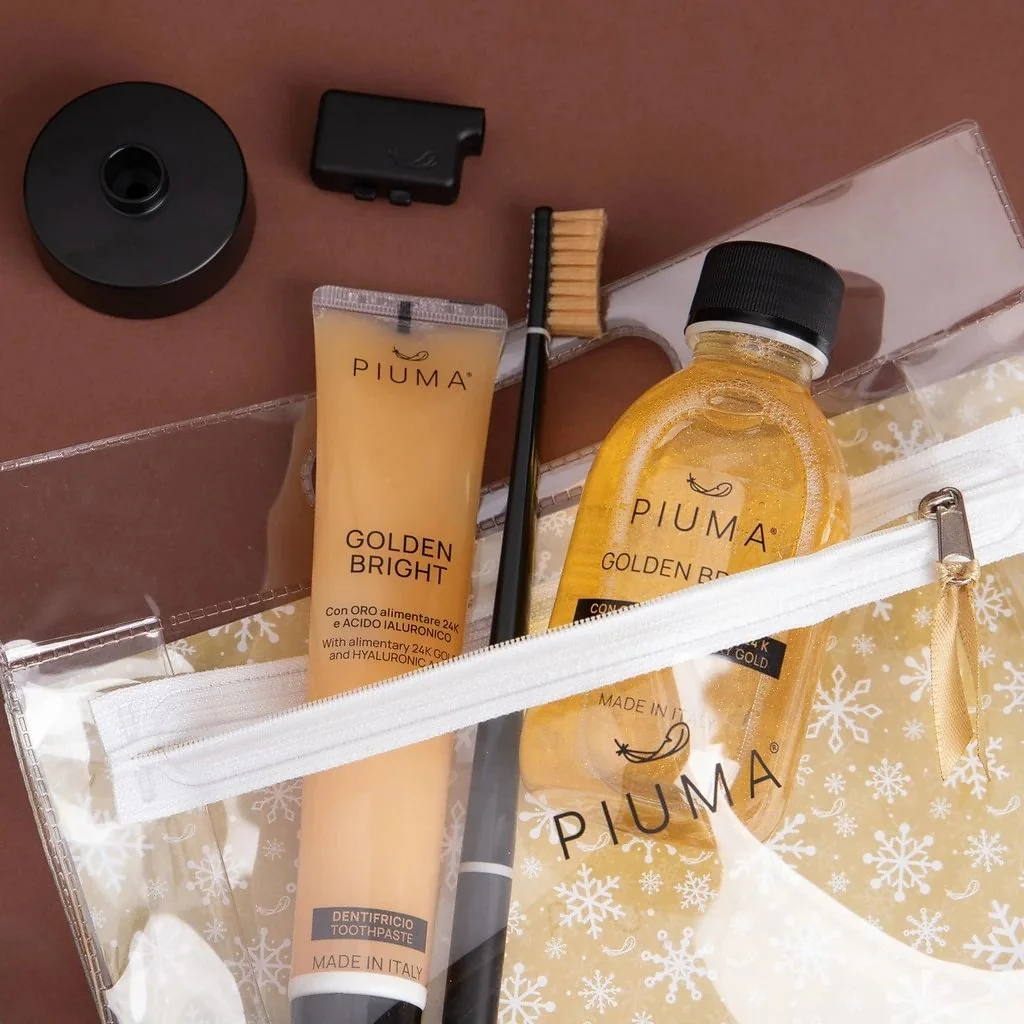 Piuma Dárkový set na péči o zuby 5 ks Golden Bright