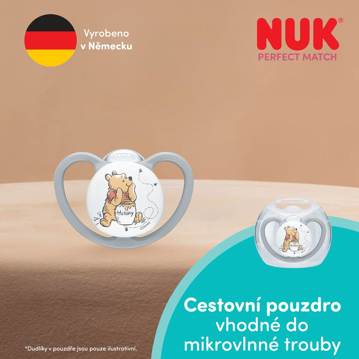 NUK Perfect Match Air Dudlík Disney Medvídek Pú 6–18m box 1 ks grey