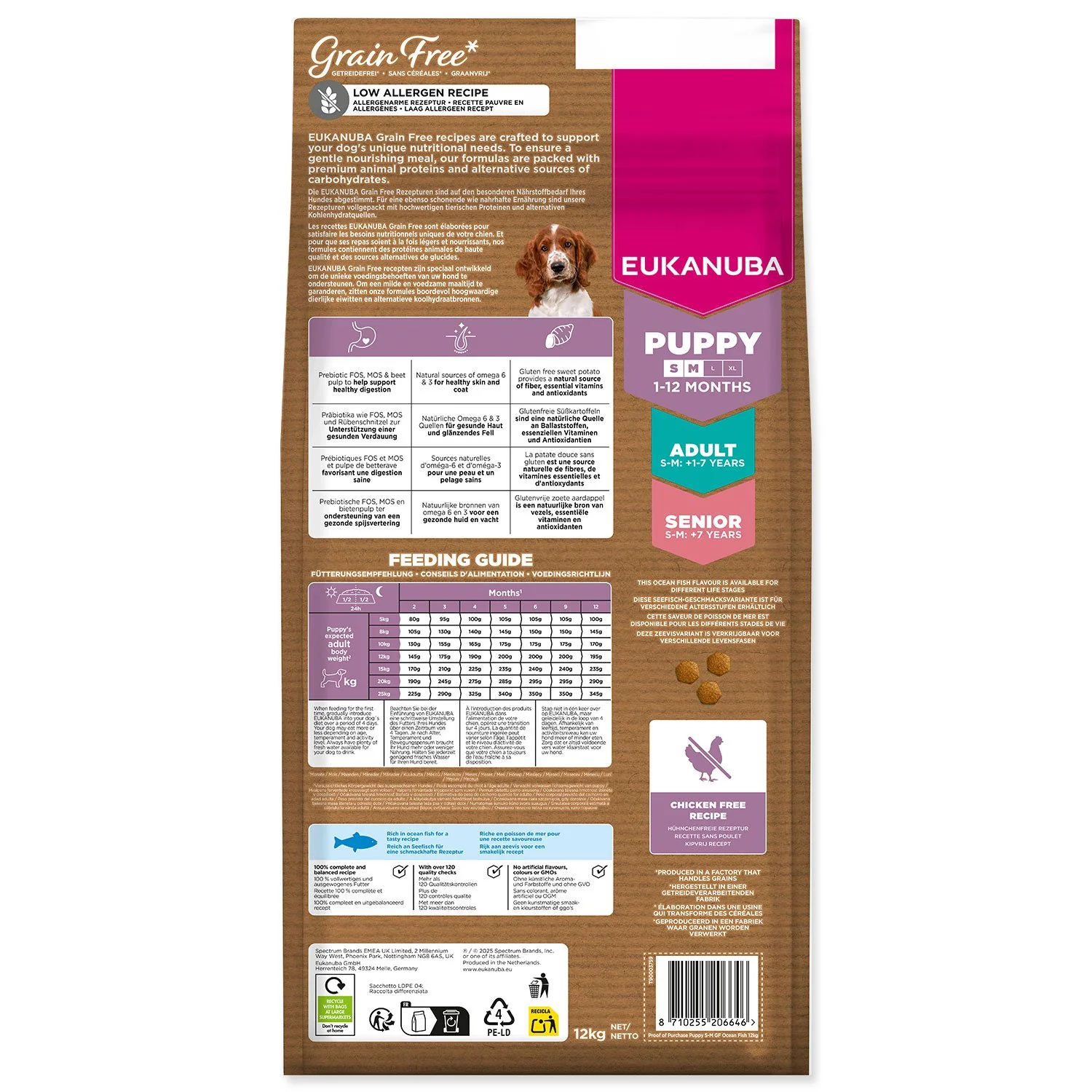 Eukanuba Krmivo Grain Free Puppy Small & Medium rich in ocean fish 12kg