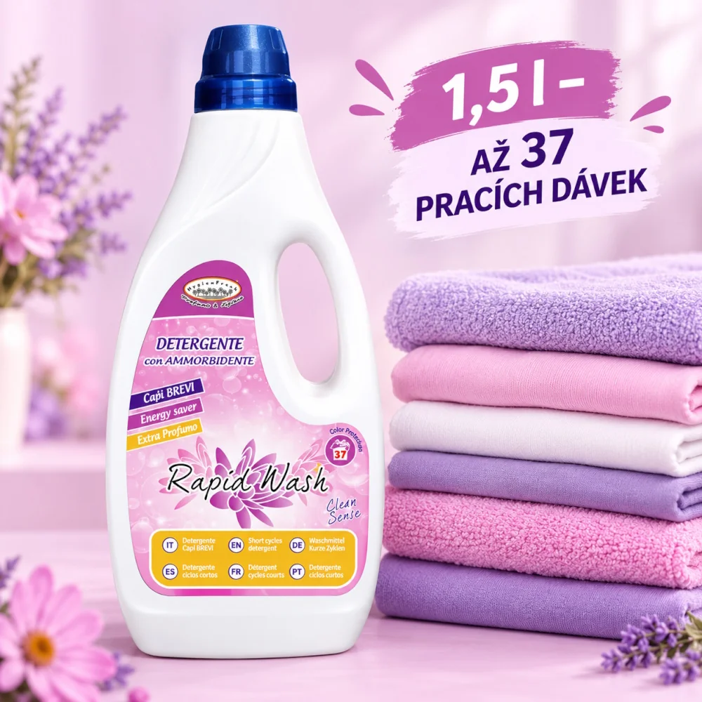 HygienFresh Rapid Wash Clean Sense 4v1 prací gel na krátké prací cykly s aviváží 1,5 l