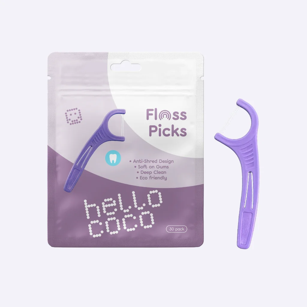 Hello Coco Floss Picks dentální párátka s nití 30 ks