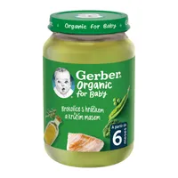Gerber Organic Brokolice, hrášek a krůtí maso BIO 6m+