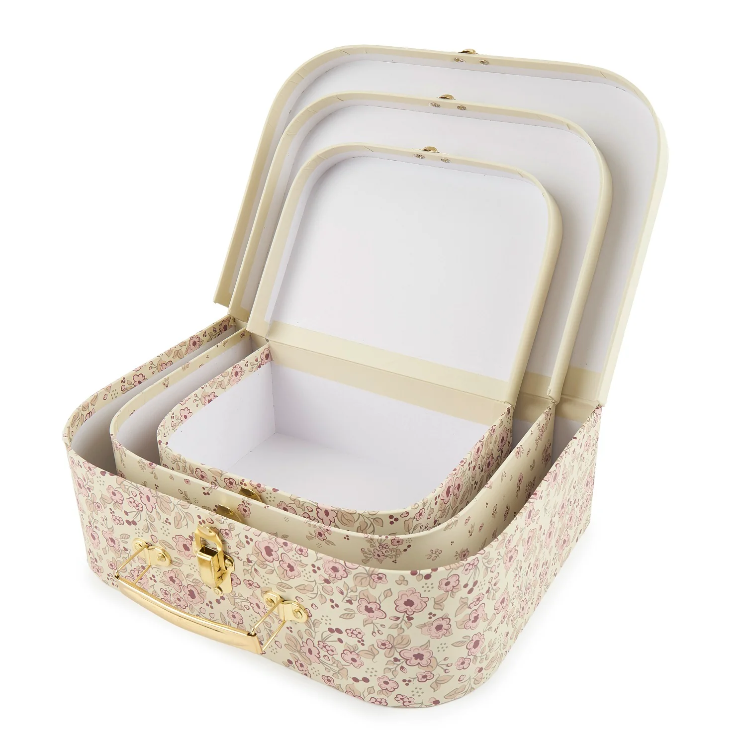 Bieco Sada tří kartonových kufříků - koloušek Ella - vintage flowers 