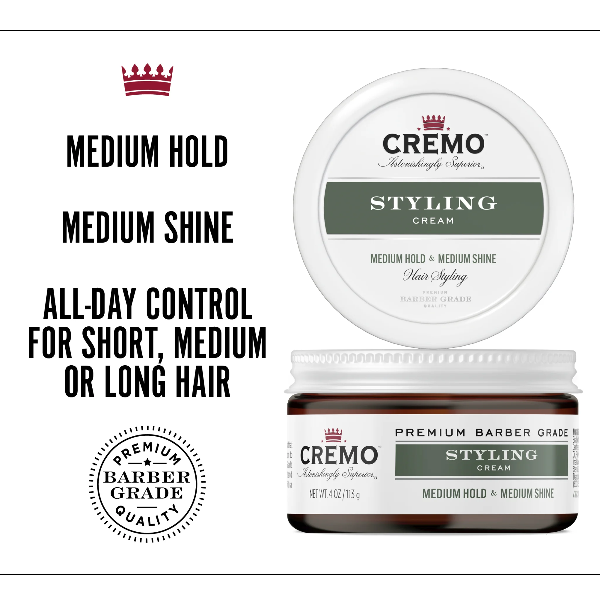 Cremo Medium Hold & Medium Shine krém na vlasy 113 g