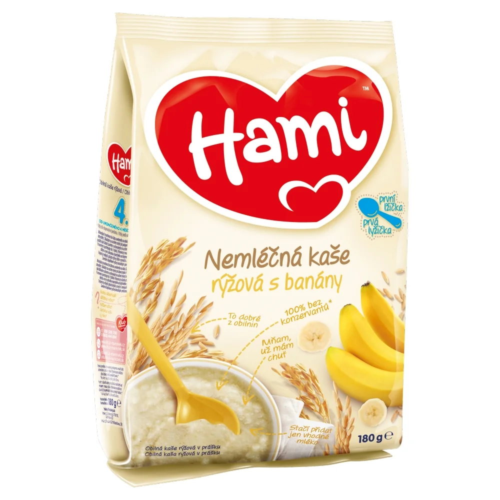 Hami Nemléčná kaše rýžová s banány 180 g