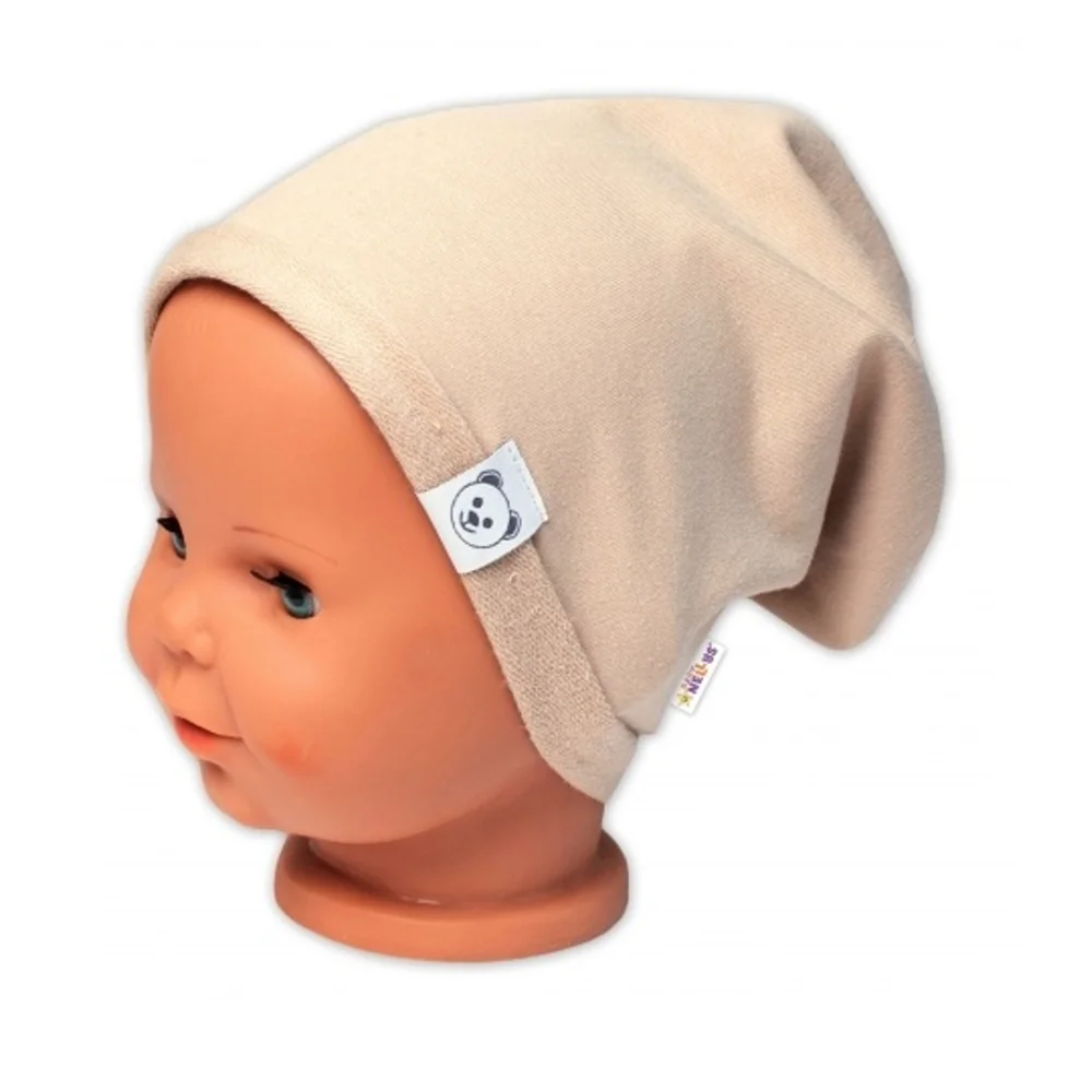 Baby Nellys Čepice s nákrčníkem bavlna, Little Bear,cappuccino,98/134