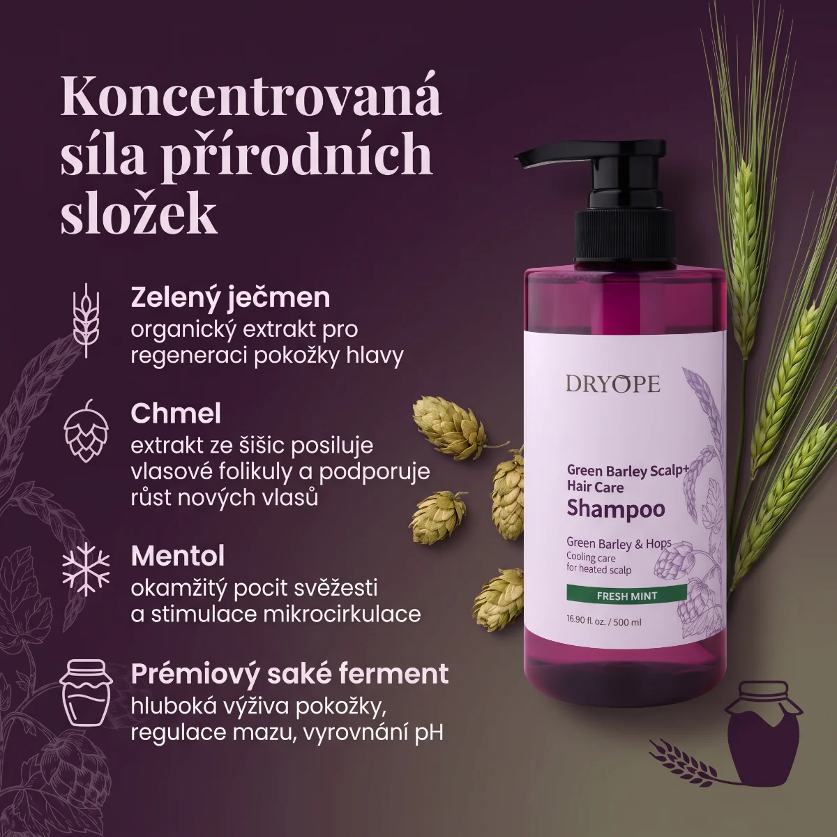 DRYOPE Fresh Mint šampon při vypadávání vlasů 500 ml