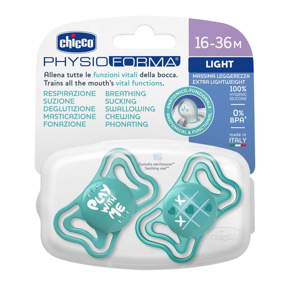 Chicco Dudlík Physio Light silikonový modrý 16–36 m 2 ks