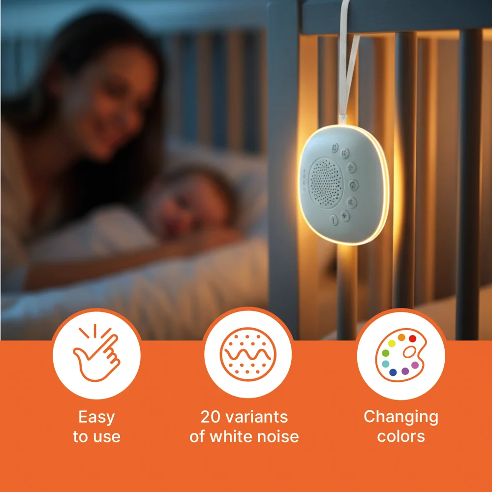 Zopa Přenosný usínací modul Premium s LED světlem, bílým šumem a zvuky, White