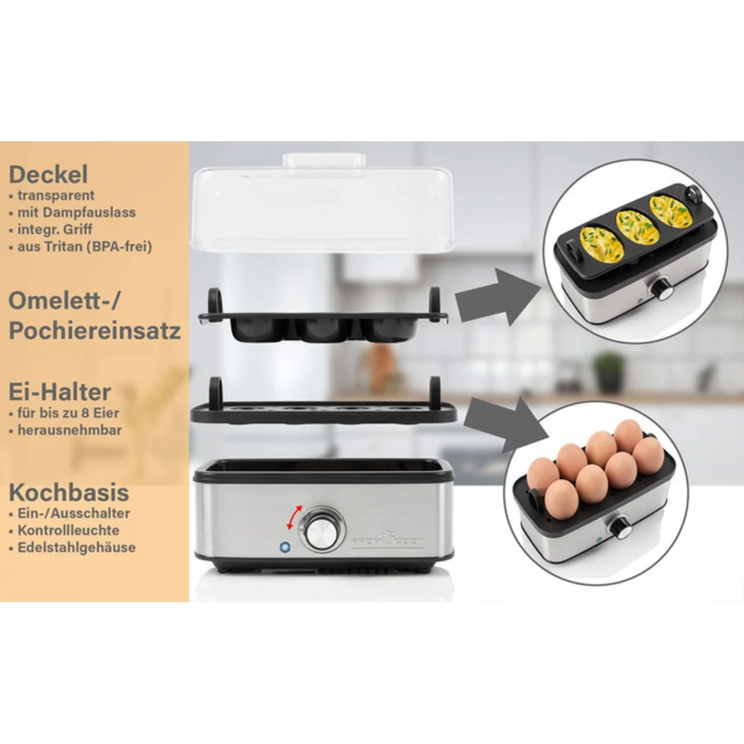 ProfiCook EK 1275 vařič vajec a omelet 8ks nerez