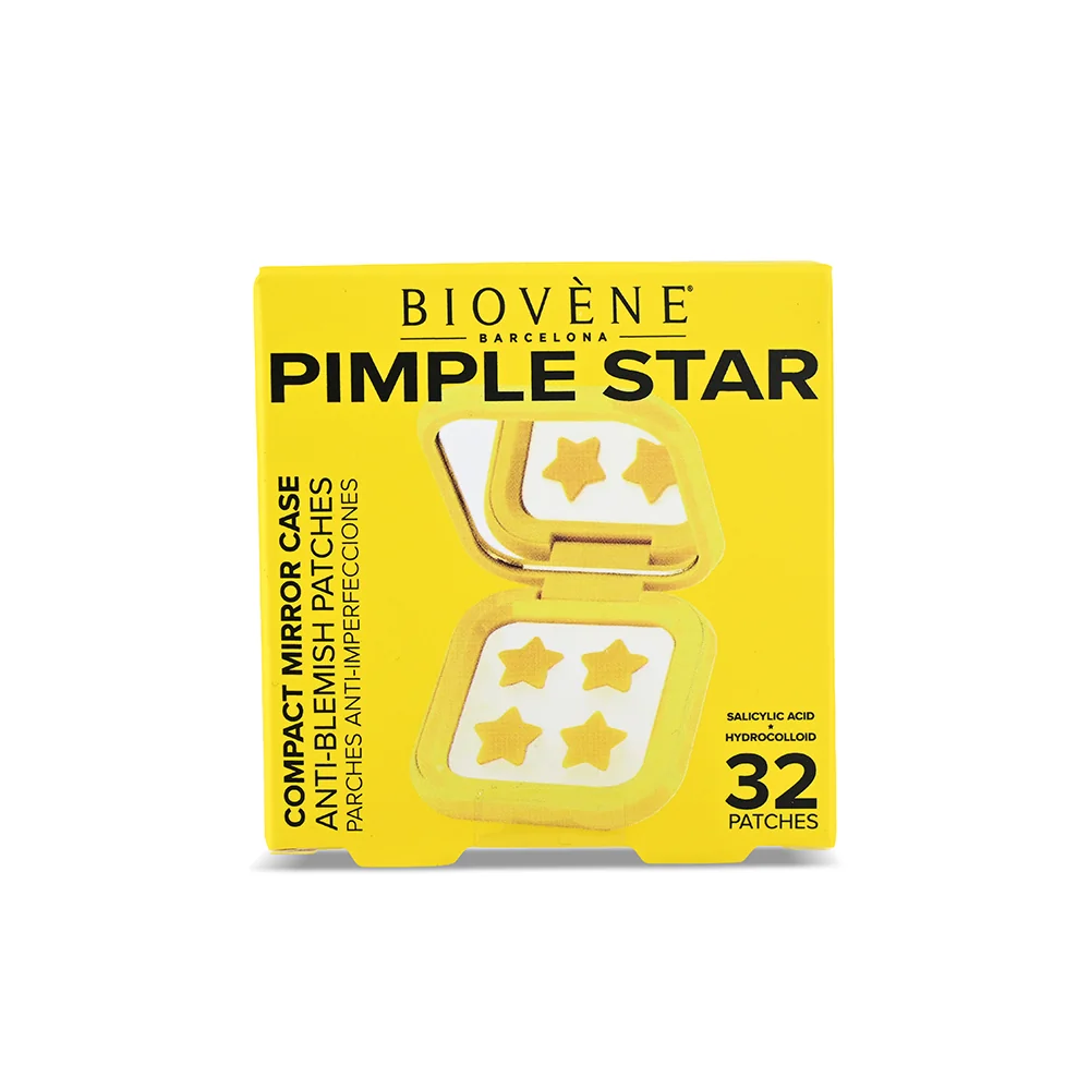 BIOVÉNE Pimple Patches hvězdičkové náplasti v pouzdře se zrcátkem 32 ks žluté