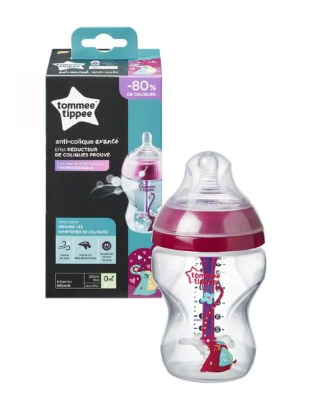 Tommee Tippee Kojenecká lahev ADVANCED ANTI-COLIC Pomalý průtok 0m+ 260 ml 1 ks fialová