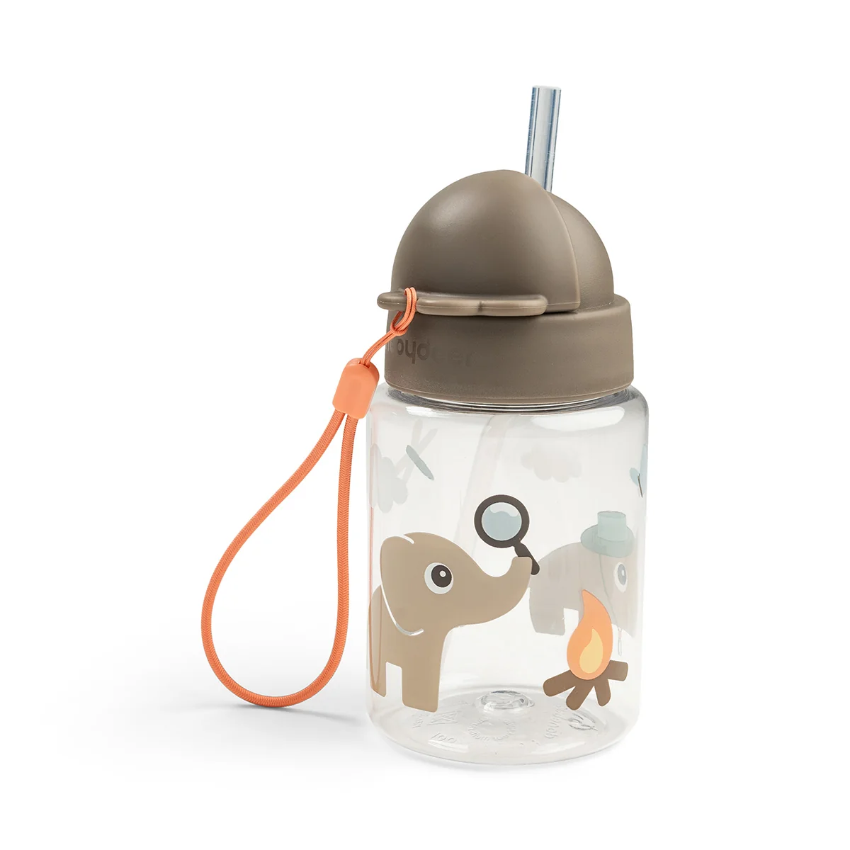 Done by Deer láhev s brčkem Tiny trails, písková, 280 ml