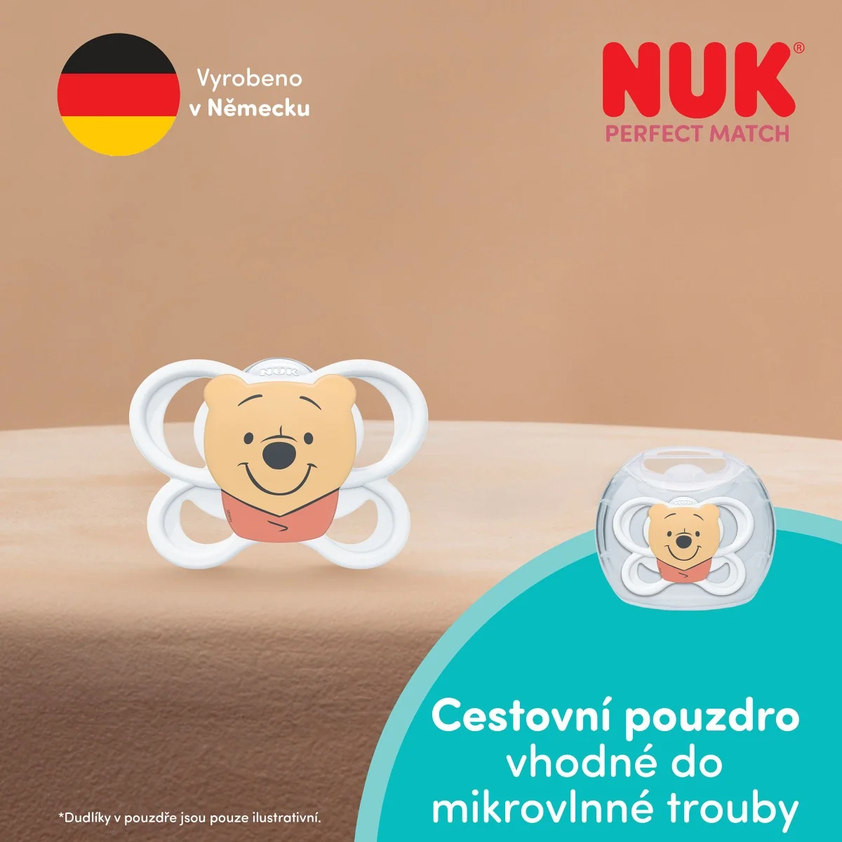NUK Perfect Match Air Dudlík Disney Medvídek Pú 0–6m box 1 ks white