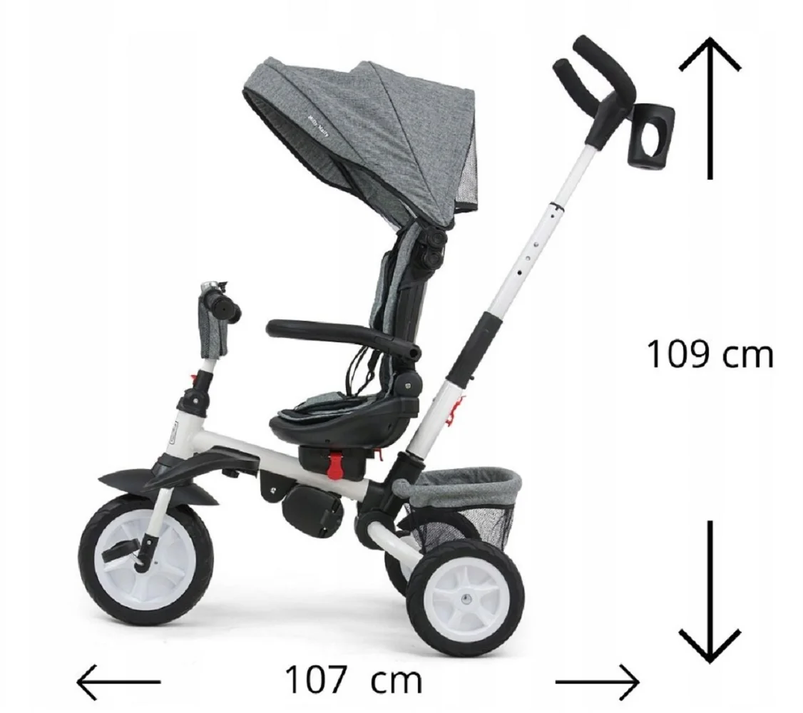Milly Mally Luxusní Tříkolka Milly Mally Stanley Rubber Grey, šedá