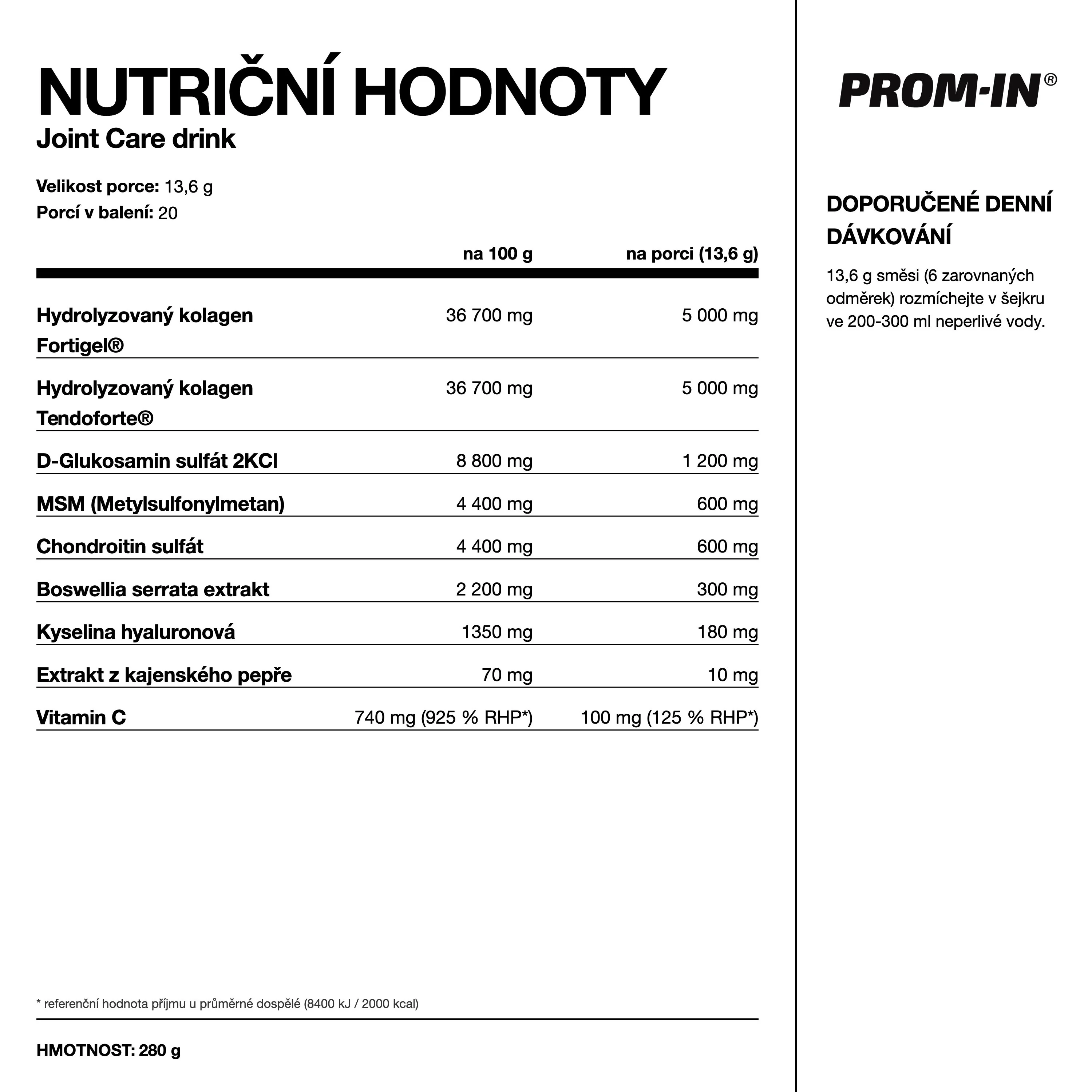 PROM-IN Joint Care Drink Bez příchutě 280 g