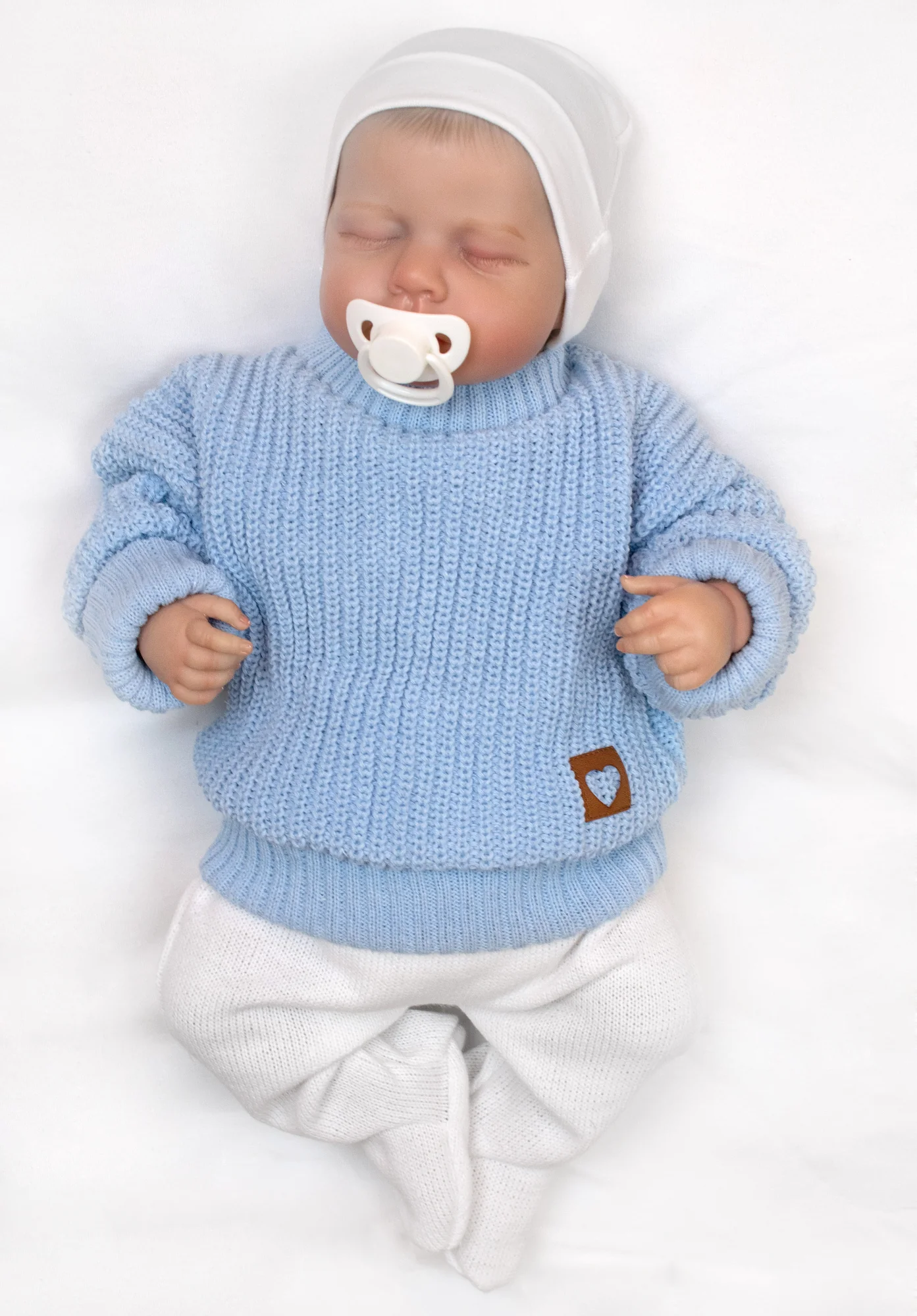 Baby Nellys Rostoucí oversize pletený svetřík pro miminko, sv. modrý vel. 68/74