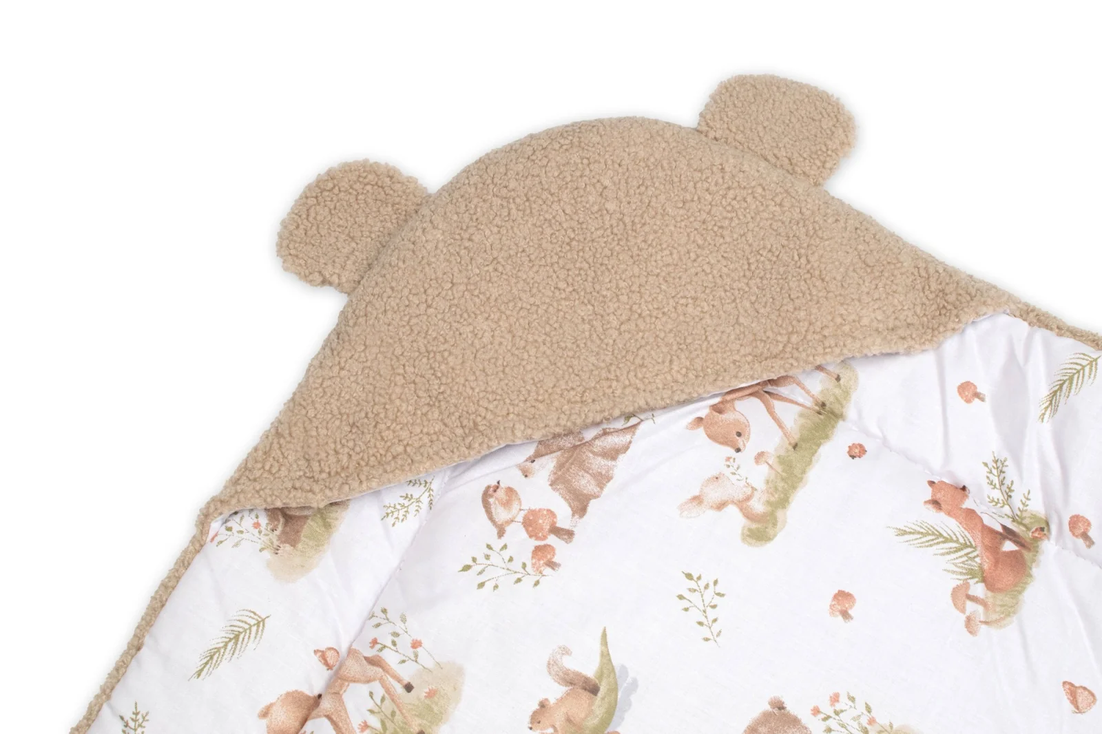 Baby Nellys Beránková zavinovačka s kapucí bavlna/beránek, Teddy - Srnka, smetana