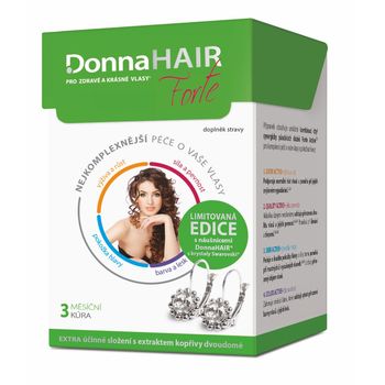 Donna Hair FORTE 3 měsíční kúra 90 tobolek + náušnice Swarovski Elements