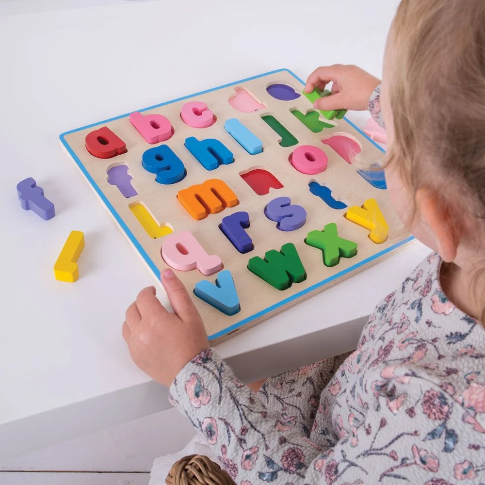 Bigjigs Toys Dřevěné puzzle Abeceda malá písmena