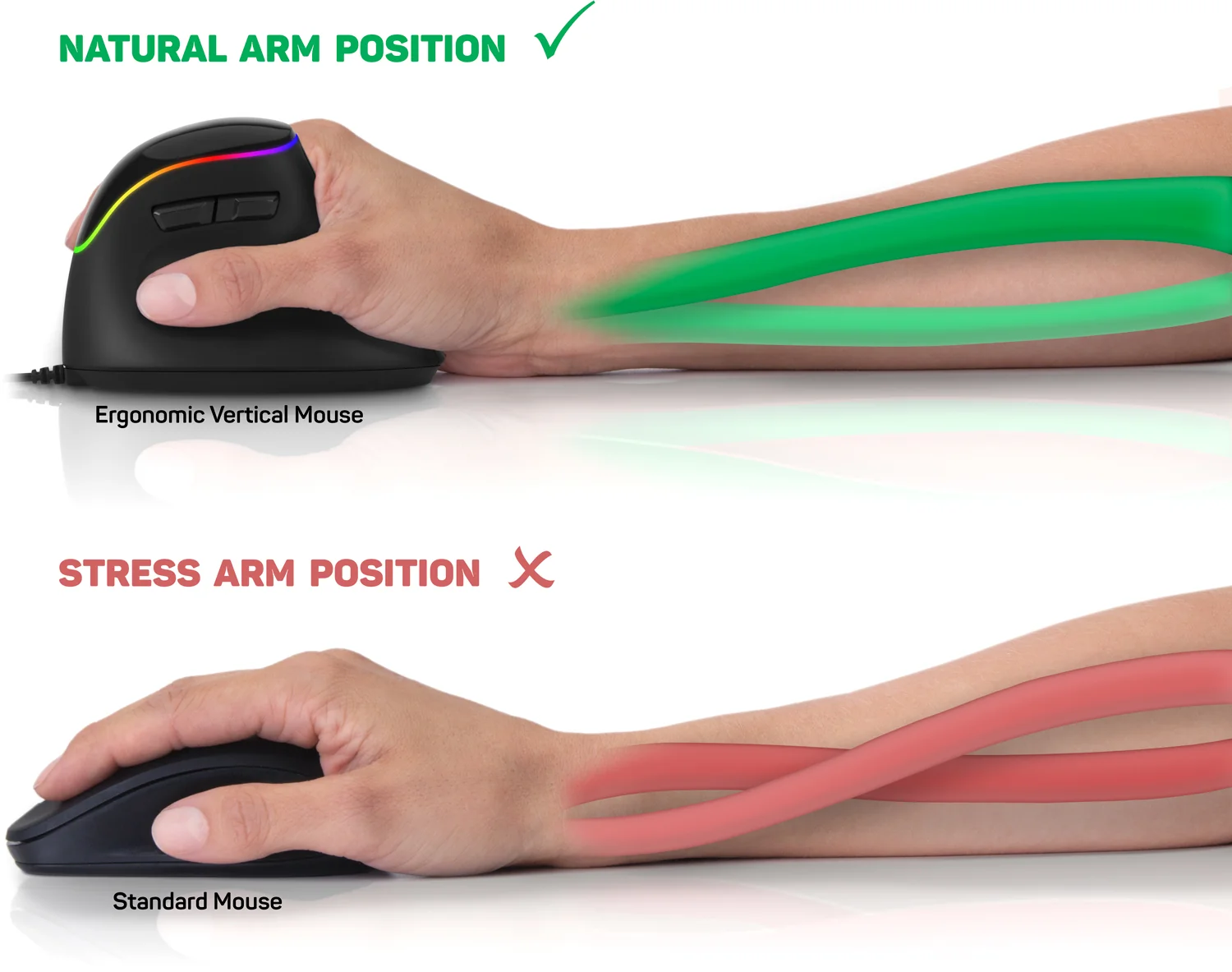 Connect IT For health RGB Ergonomická vertikální myš drátová černá