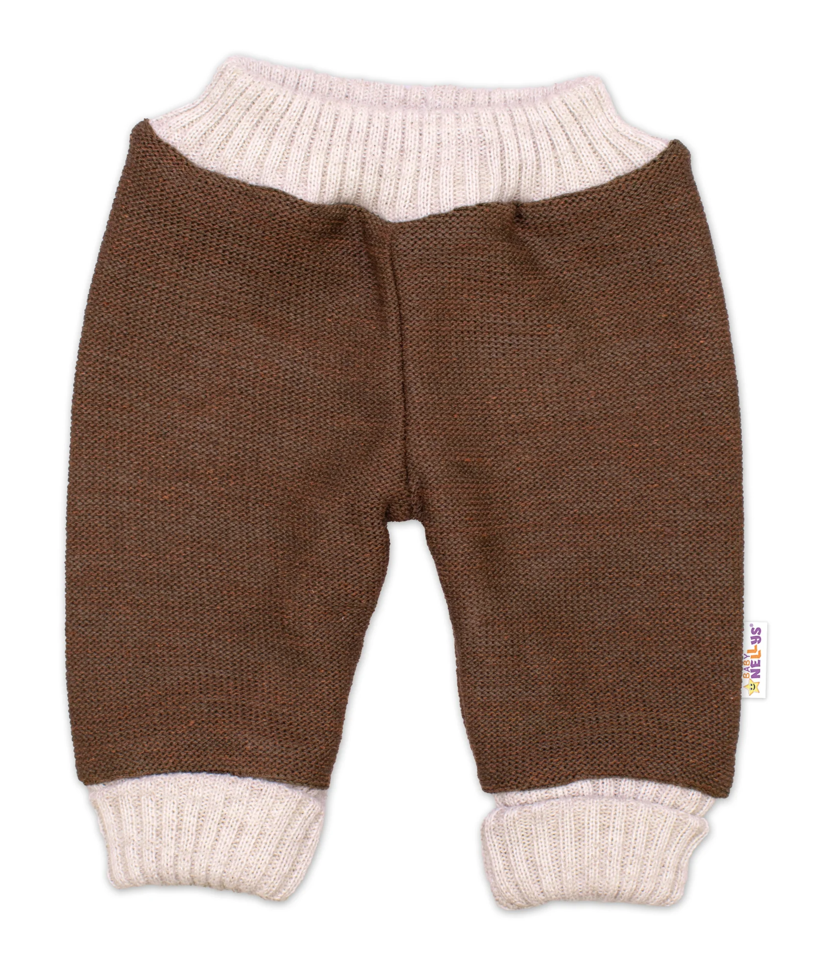 Baby Nellys Rostoucí oboustranné kalhoty Hand Made, hnědá-béžová 