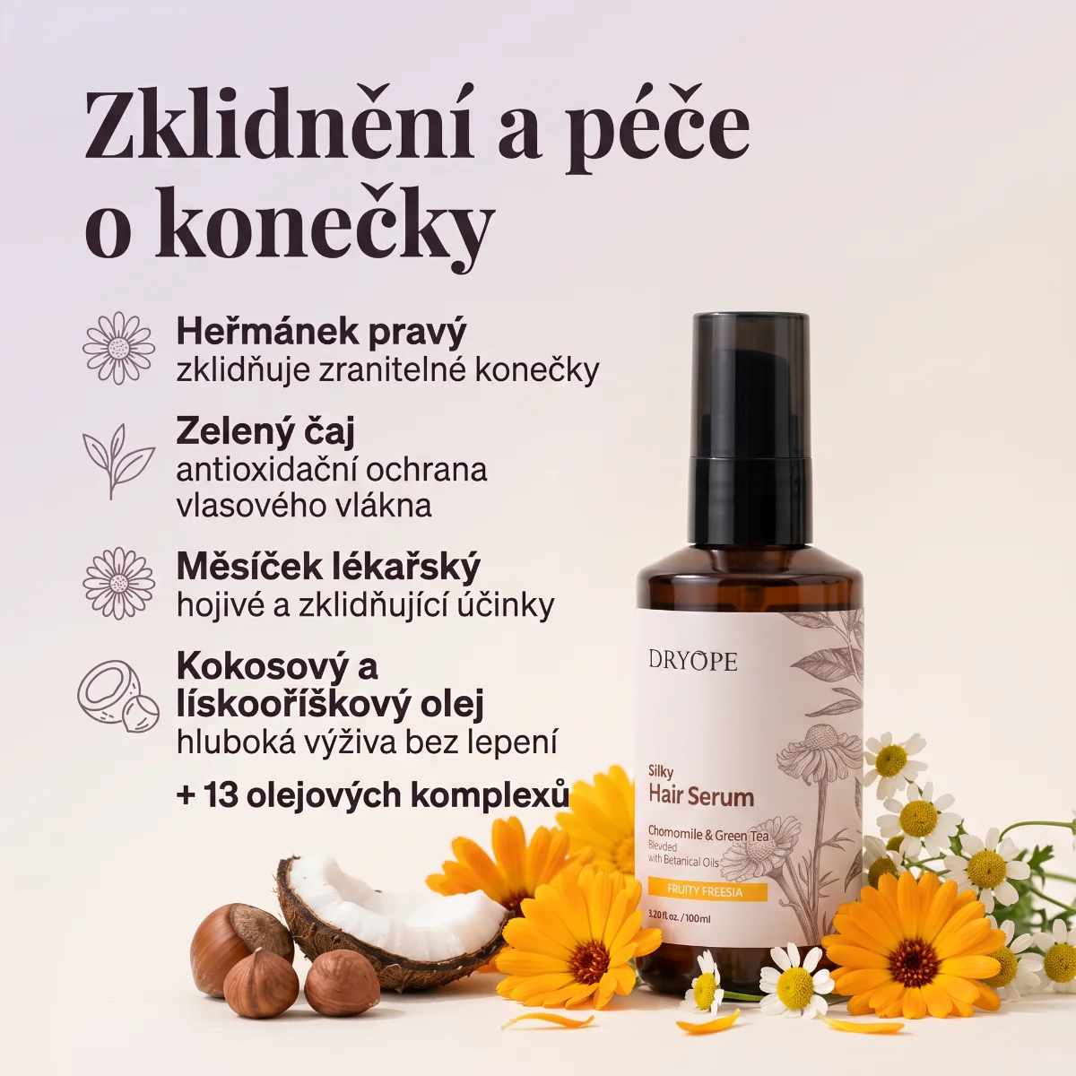 DRYOPE Fruity Freesia intenzivní vyživující sérum na vlasy 100 ml