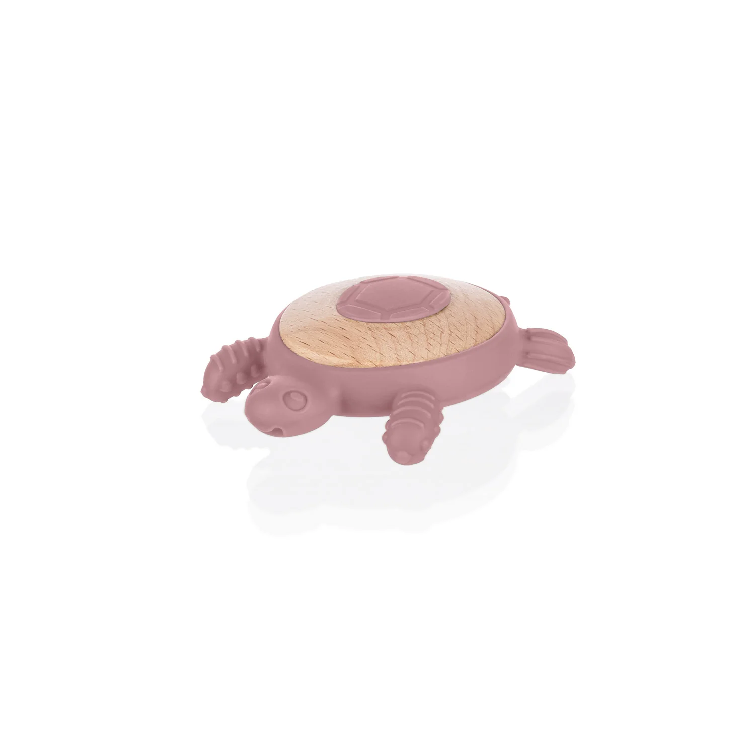 Zopa Silikonové dřevěné kousátko Turtle, Old Pink 1