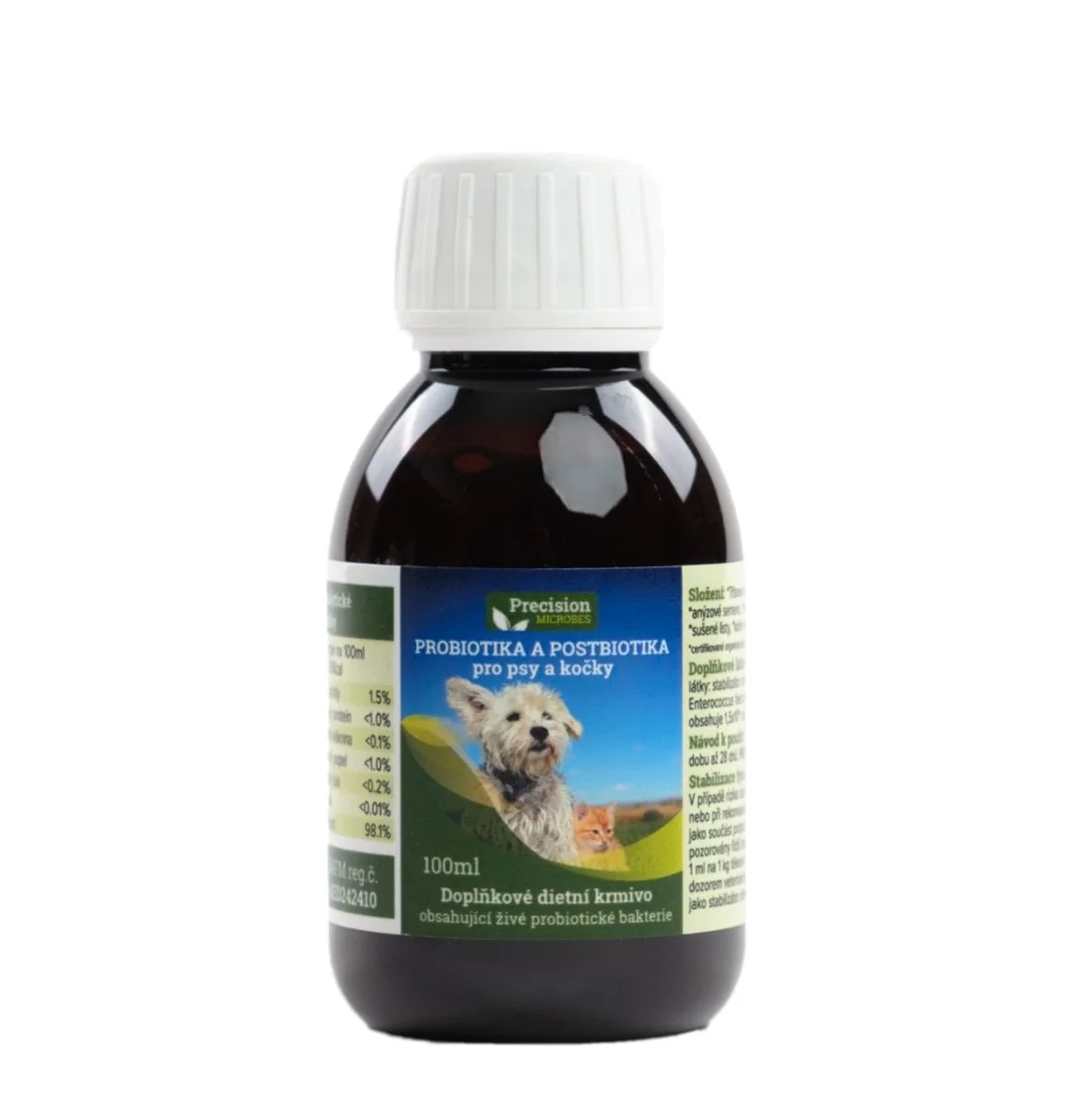 Precision Microbes Probiotika a postbiotika pro psy a kočky 100 ml