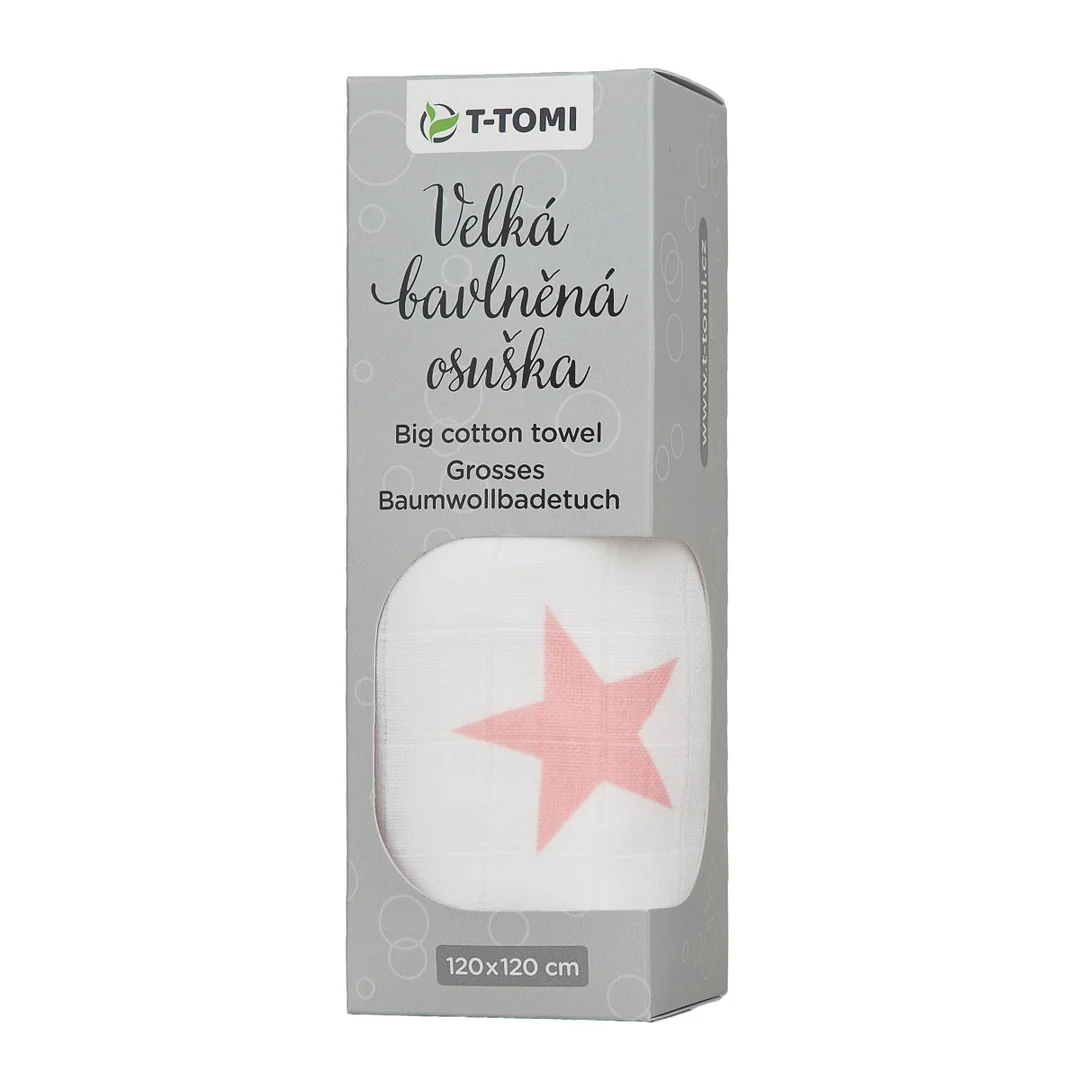 T-tomi Velká bavlněná TETRA osuška Pink stars