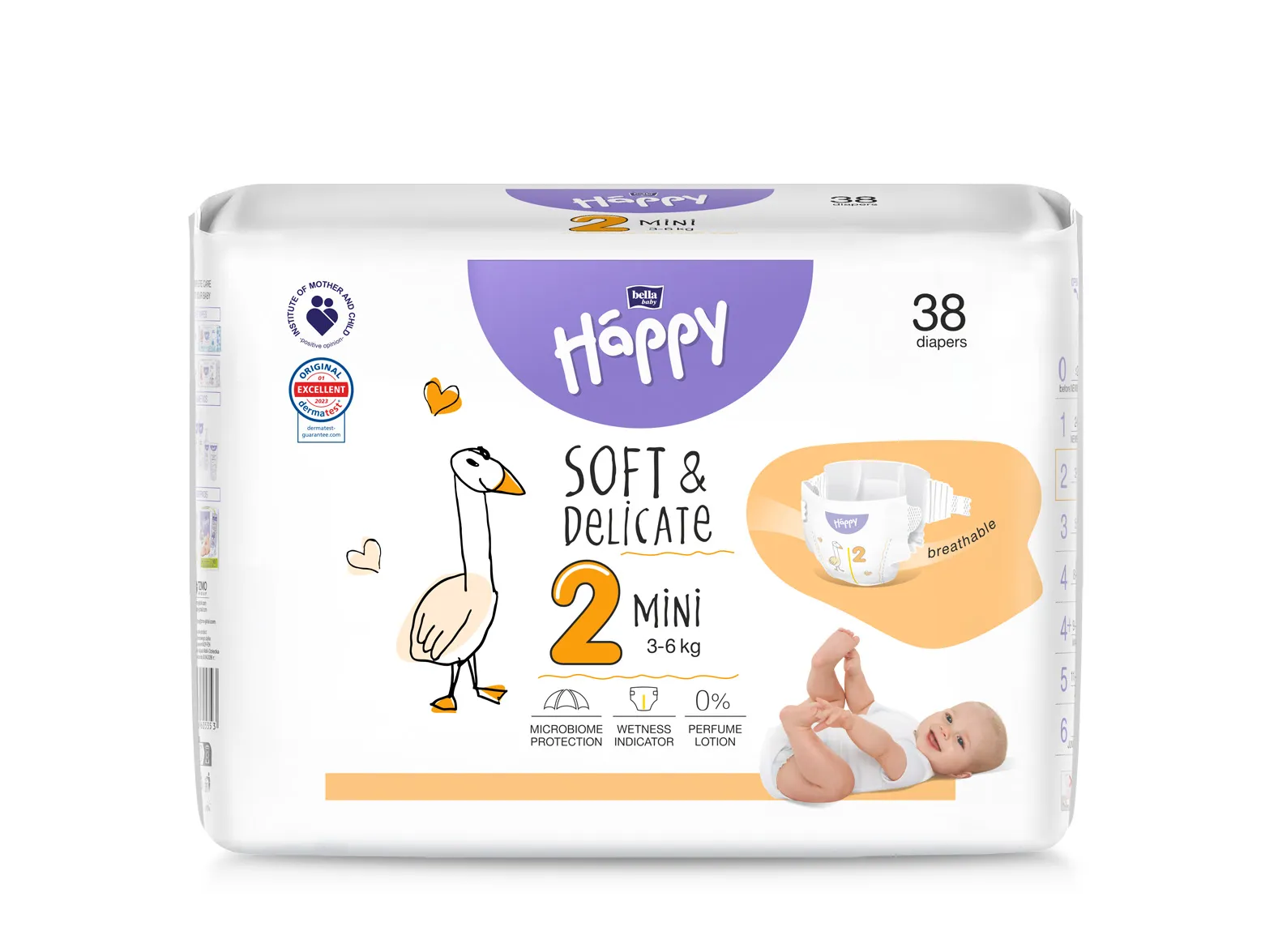 Bella Baby Happy Soft&Delicate 2 Mini 3–6 kg dětské pleny 38 ks