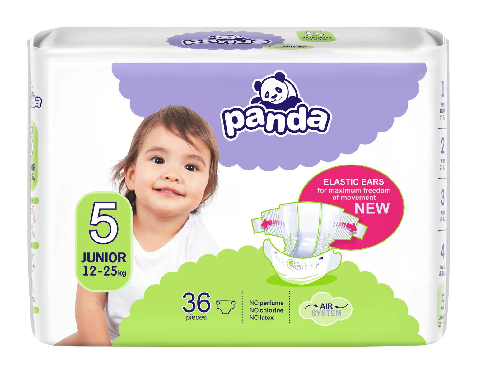 Panda Junior vel. 5 12-25 kg dětské pleny 36 ks