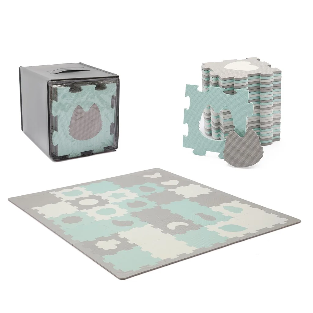 Kinderkraft Podložka pěnová puzzle Luno Shapes 185 x 165 cm Mint, 30ks, Premium