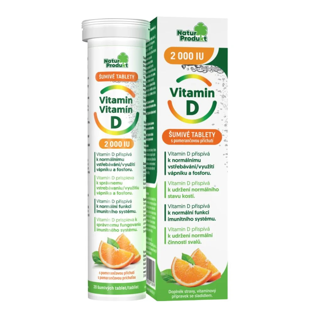 Naturprodukt Vitamin D 2 000 IU šumivé tablety 20 ks