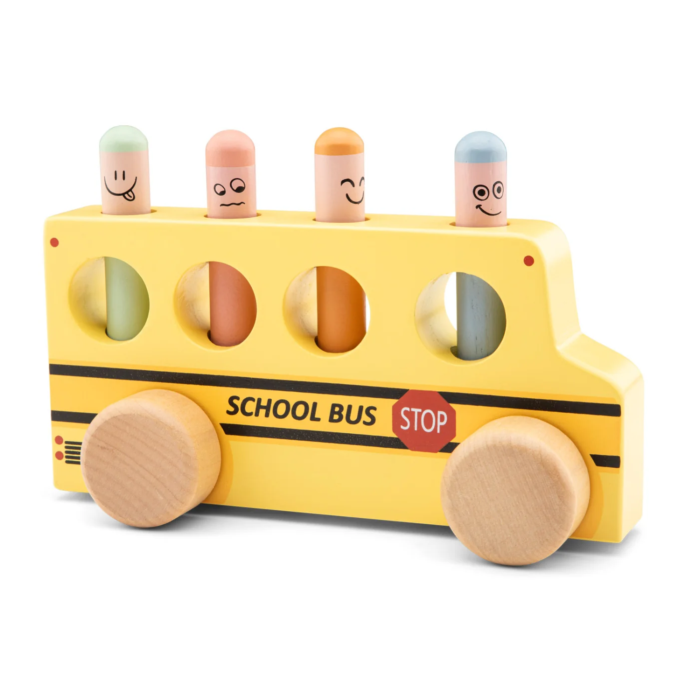 New Classic Toys Pop-up - vyskakovací kolíčky - školní autobus