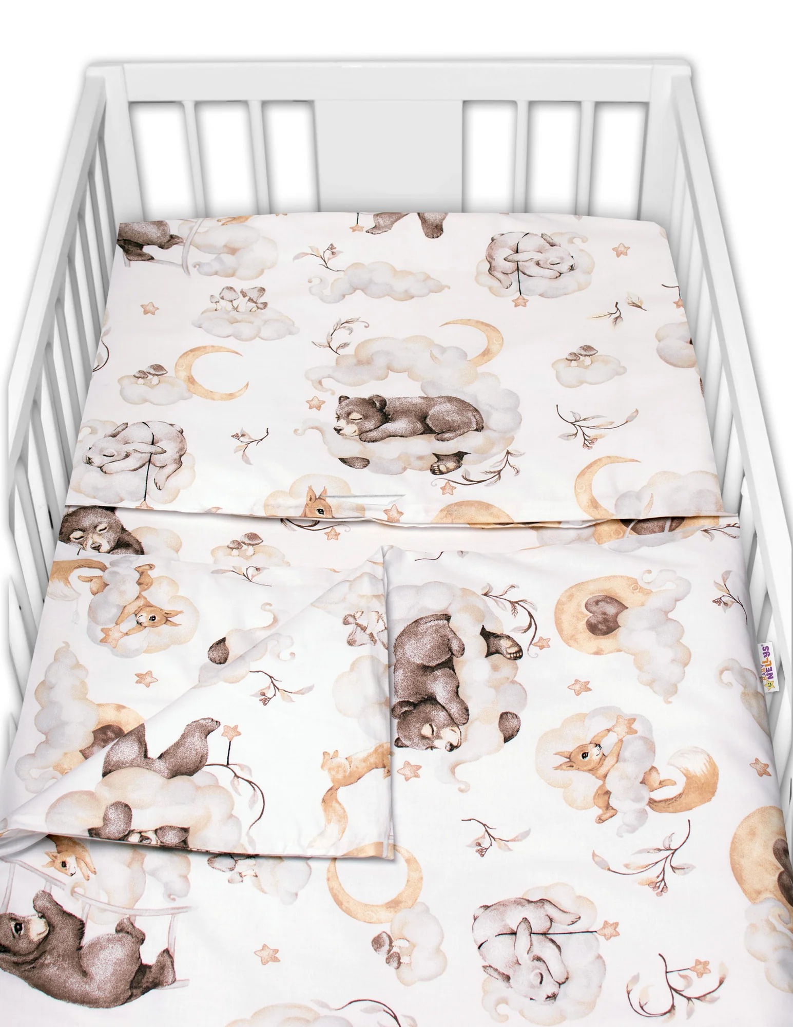Baby Nellys 6-ti dílná výhod. sada s dárkem pro miminko , 135x100 Zvířátka na mráčku,bežová