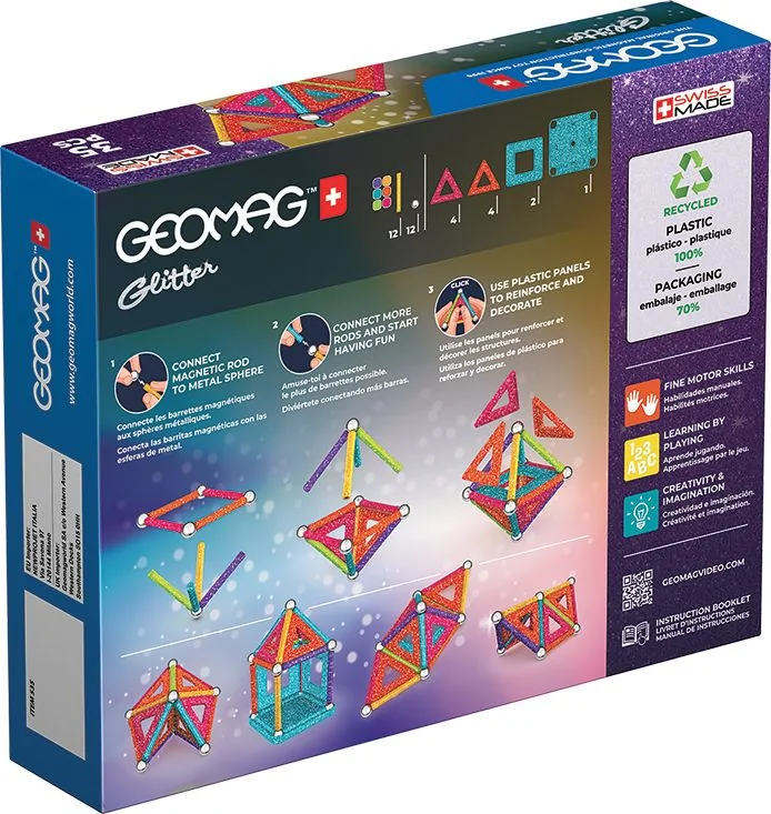 Geomag Glitter magnetická stavebnice 35 dílků