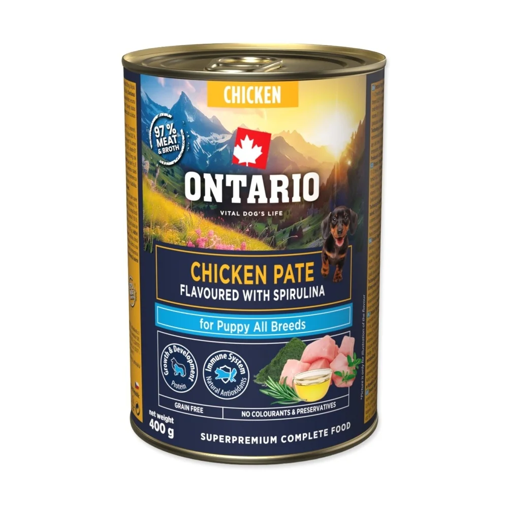 Ontario Puppy kuřecí s příchutí spiruliny 400 g