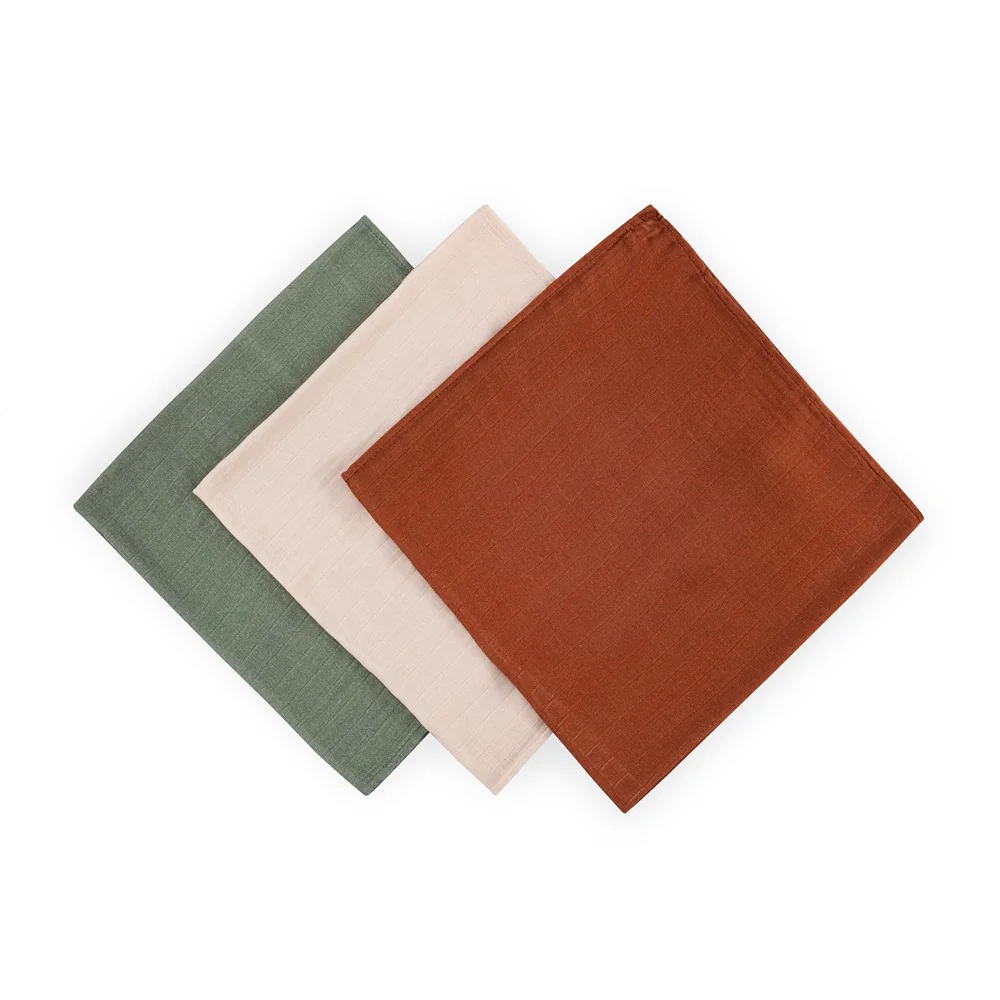 Petite&Mars Sada plen bambusová mušelínová Moussy 68 x 68 cm Earth Tones 3 ks