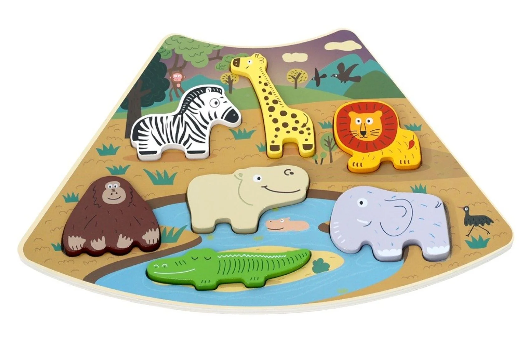 2Kids Toys Dřevěné puzzle,  Kruh propojitelné 6 v 1, 42 dílků