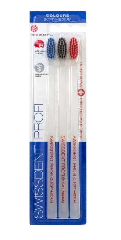 Swissdent Colours Soft Medium zubní kartáčky 2+1 ks