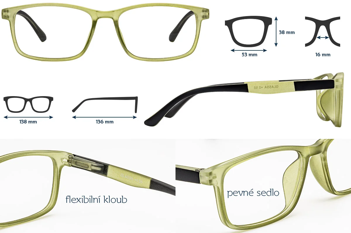 Glassa Brýle na čtení G 326 +2,00 zelené