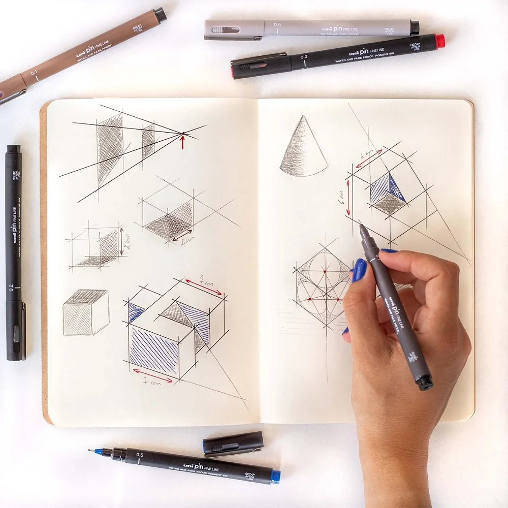 UNI PIN Drawing - Tatto Art, sada linerů černá - 5 ks