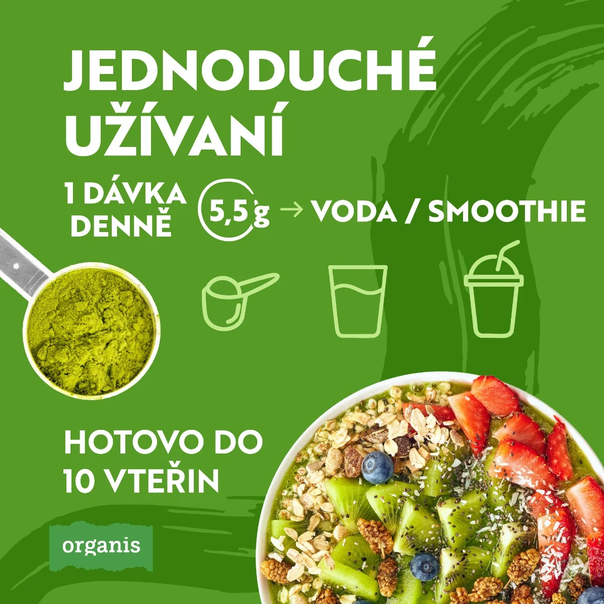 Organis Supergreen Mix mango a pomeranč 30 dávek 165 g