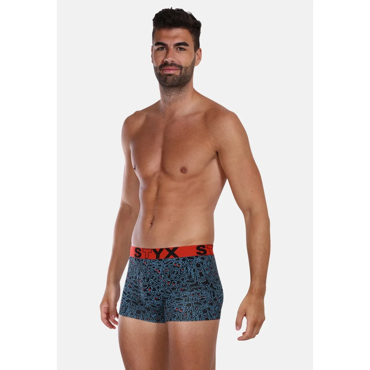 Styx Pánské boxerky art sportovní guma nadrozměr doodle (R1256) 5XL