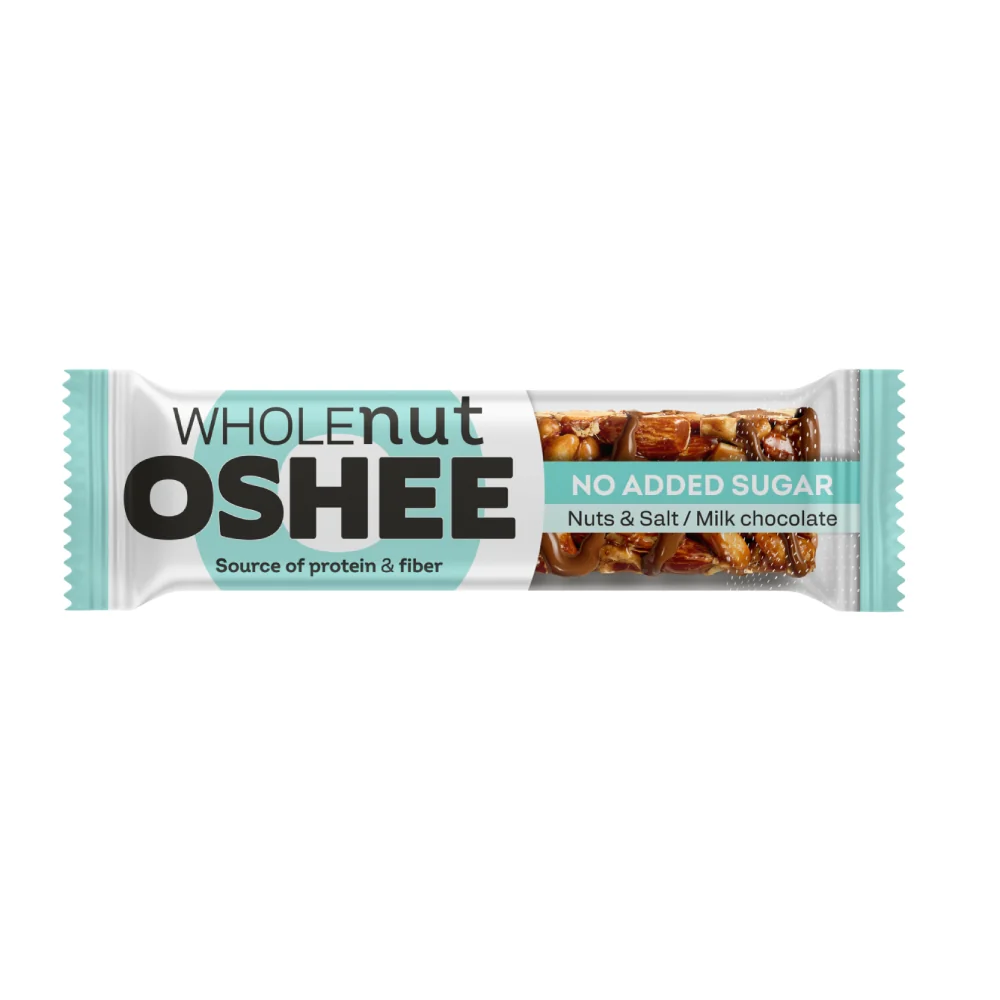 OSHEE Wholenut Mandle&sůl+mléčná čokoláda tyčinka 40 g