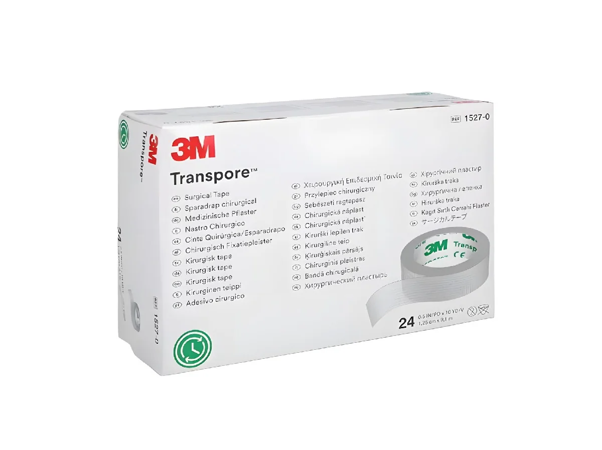 3M Transpore Papírová chirurgická páska 1,25 cm x 9,15 m 24 ks transparentní